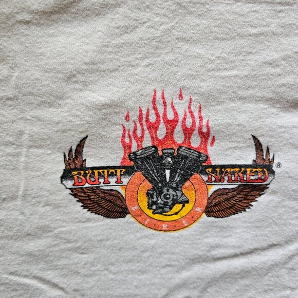 Butt Naked Motorcycle T-Shirt L Large Gildan Heavyweight Pre-Shrunk Cotton White - Picture 2 of 7